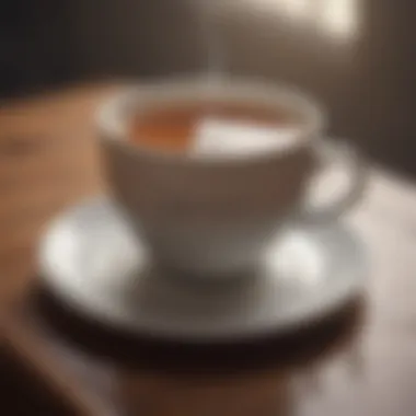 A close-up of a cup of tea with a motivational quote on a coaster