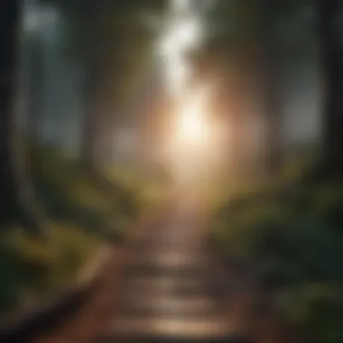 A path winding through a forest towards the horizon, symbolizing journey.