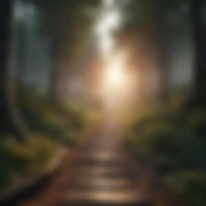 A path winding through a forest towards the horizon, symbolizing journey.