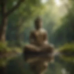 A serene Buddha statue surrounded by nature symbolizing truth
