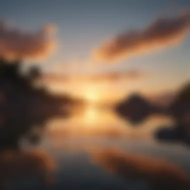 Tranquil Sunset: The Essence of Serenity in Meditation A serene landscape with a sunset reflecting on calm waters, symbolizing tranquility.