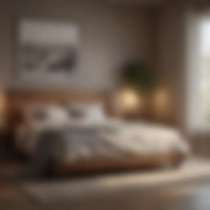 A serene bedroom with soft lighting and calming decor