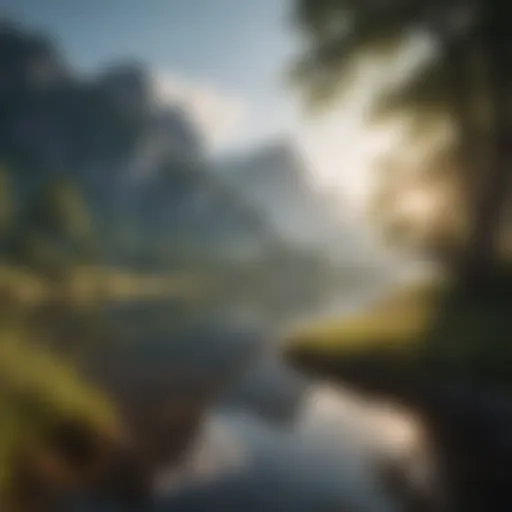Serene landscape reflecting tranquility