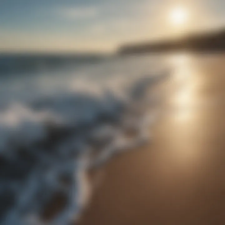 Ocean waves gently crashing on the shore