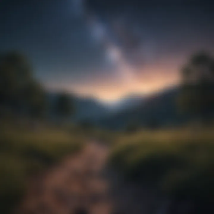 Starry night sky over a peaceful landscape