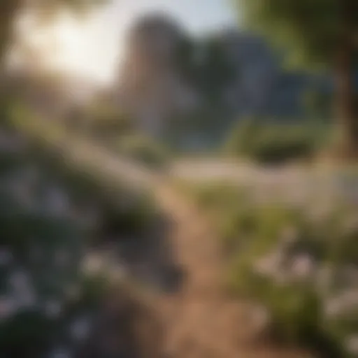 A serene landscape with blooming flowers representing happiness