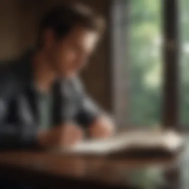 The Power of Reflection A person contemplating with a journal, capturing thoughts