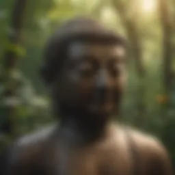Buddha surrounded by nature symbolizing peace and tranquility