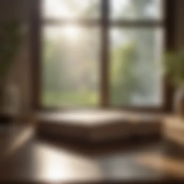 An open book resting on a table with sunlight filtering through a window, evoking reflection and mindfulness.