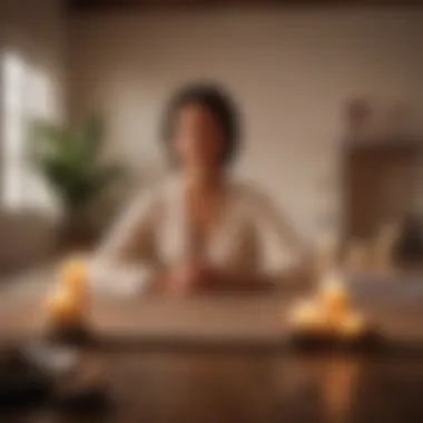 A peaceful meditation space with soft lighting and candles, emphasizing the connection between self-love and mindfulness.