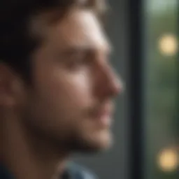 A contemplative figure gazing into the distance, symbolizing introspection and self-reflection.