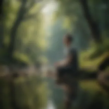 Mindfulness in Nature An individual practicing mindfulness in a serene natural environment