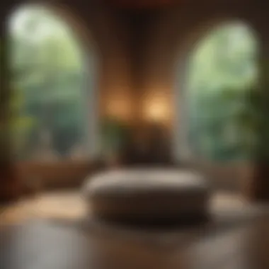 Tranquility in Meditation A tranquil meditation space with soft lighting and cushions