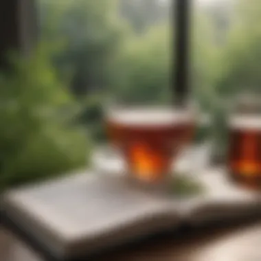 Herbal Tea and a Good Book for Calm An open book with a cup of herbal tea, symbolizing relaxation