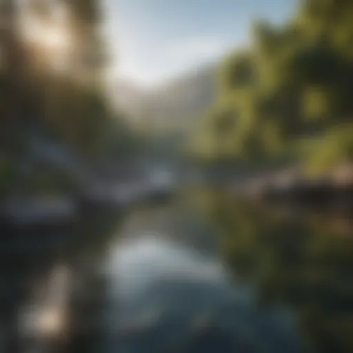 A serene landscape with calming water features
