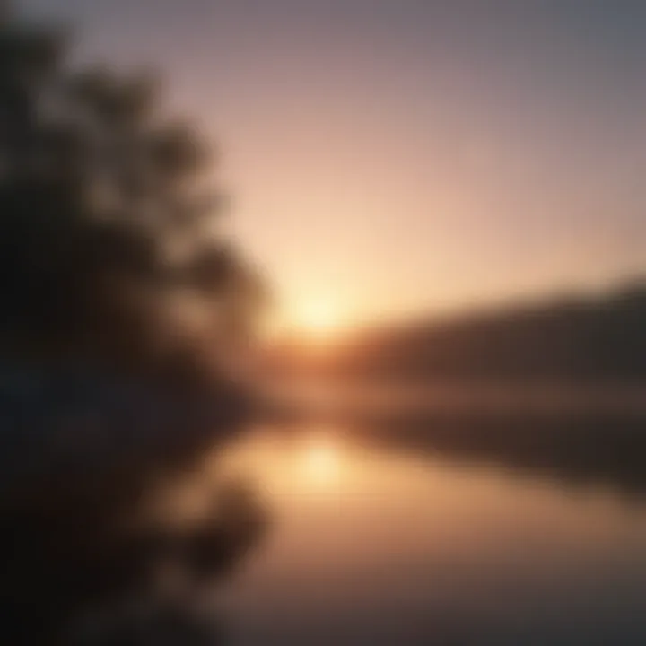 A calming sunrise over a still lake