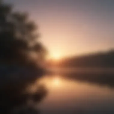 Calm Sunrise Symbolizing New Beginnings A calming sunrise over a still lake