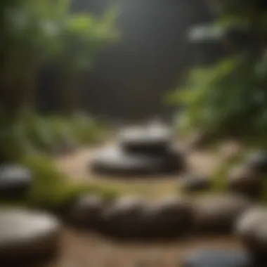Zen Garden Representing Inner Peace A peaceful zen garden with stones and plants