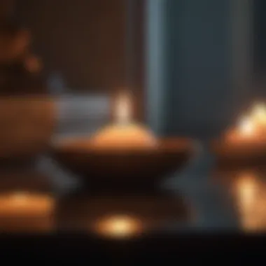 Meditative scene with soft candlelight