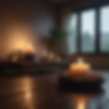 A meditative space with candles and soft lighting