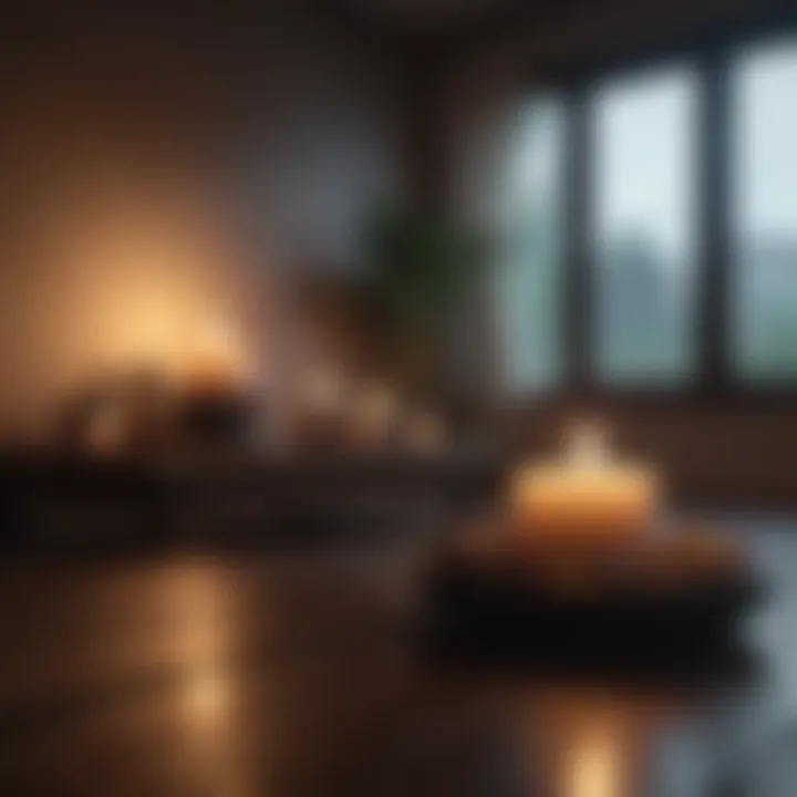 A meditative space with candles and soft lighting