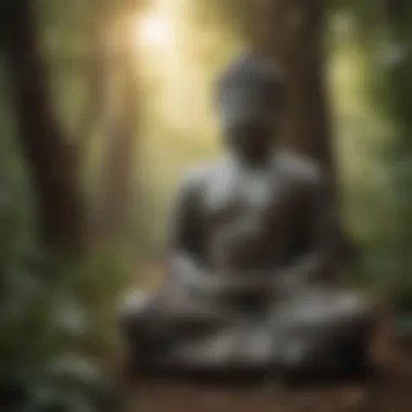 Buddha's Calm in Nature Tranquil Buddha statue amidst serene nature