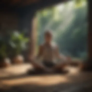 Mindfulness Practice in a Peaceful Environment A calm individual practicing mindfulness in a peaceful setting