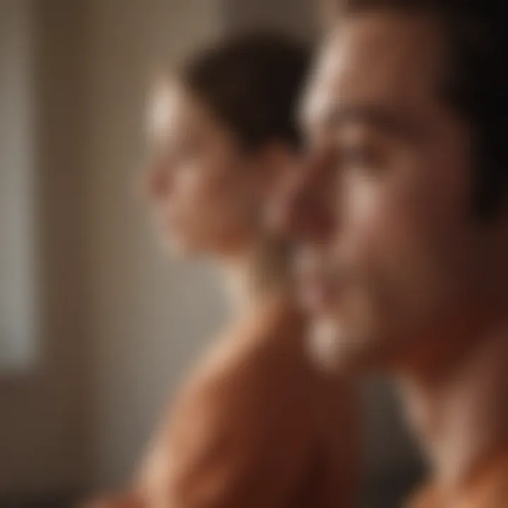 A close-up of a meditation session capturing focus and calmness