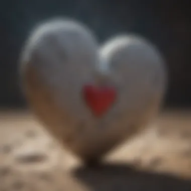 A close-up of a heart-shaped stone symbolizing love and kindness