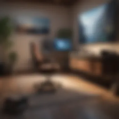 Immersive Gaming Setup for Tranquility An immersive gaming setup featuring calming visuals