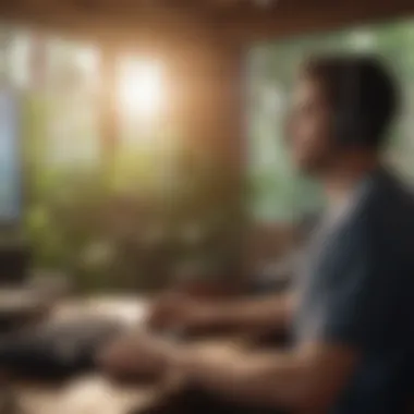 Peaceful Gaming Scene for Stress Relief A peaceful scene depicting a player engaged in a relaxing game