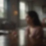 Reflection of sadness in a dimly lit room