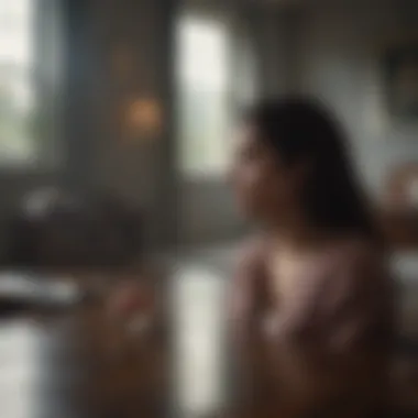 Reflection of sadness in a dimly lit room