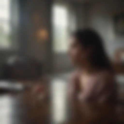 Reflection of sadness in a dimly lit room
