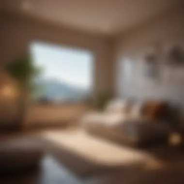A peaceful meditation space adorned with soft lighting and cushions.