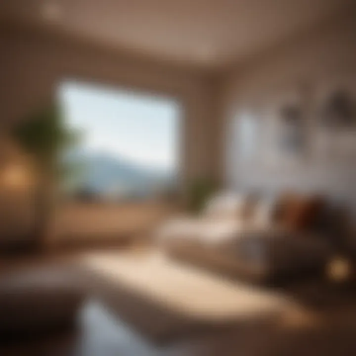 A peaceful meditation space adorned with soft lighting and cushions.