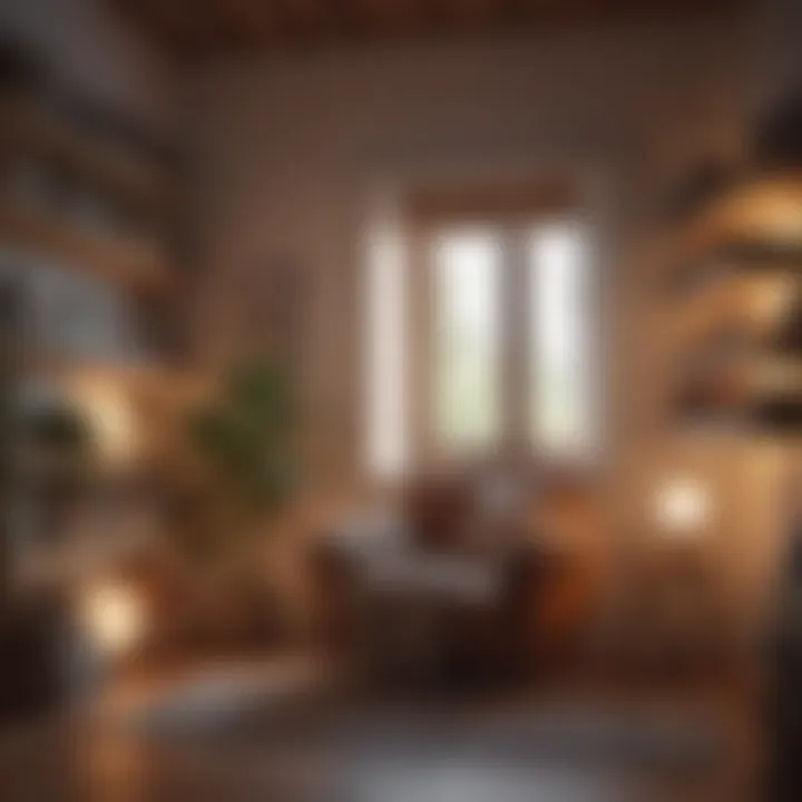 A cozy reading nook filled with books and soft lighting.