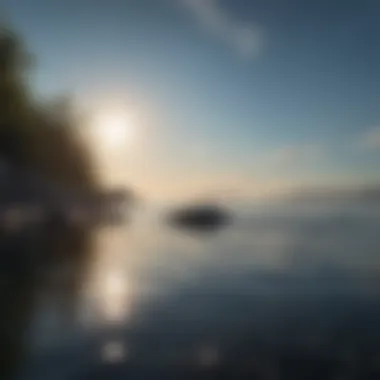 Reflective Waters for Clarity Calm water reflecting the sky, symbolizing mindfulness