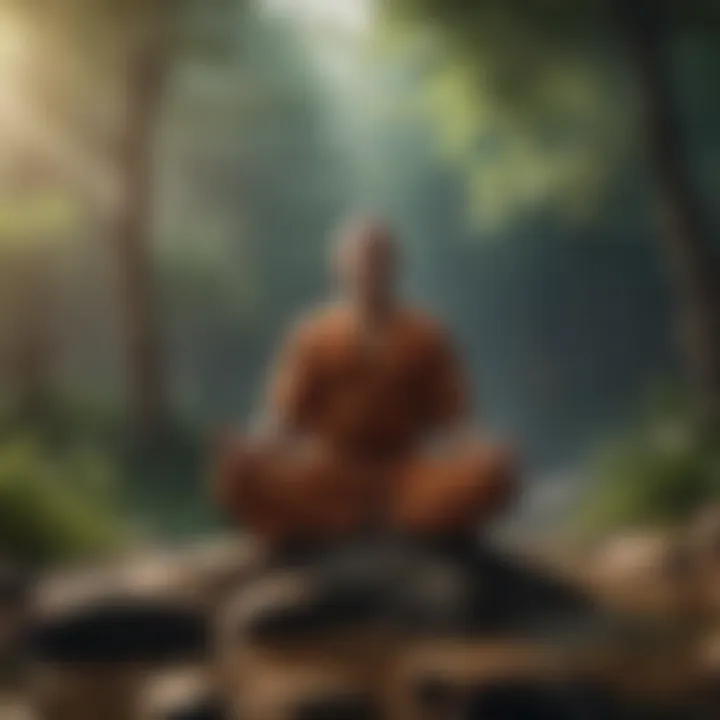 A person meditating in a tranquil setting