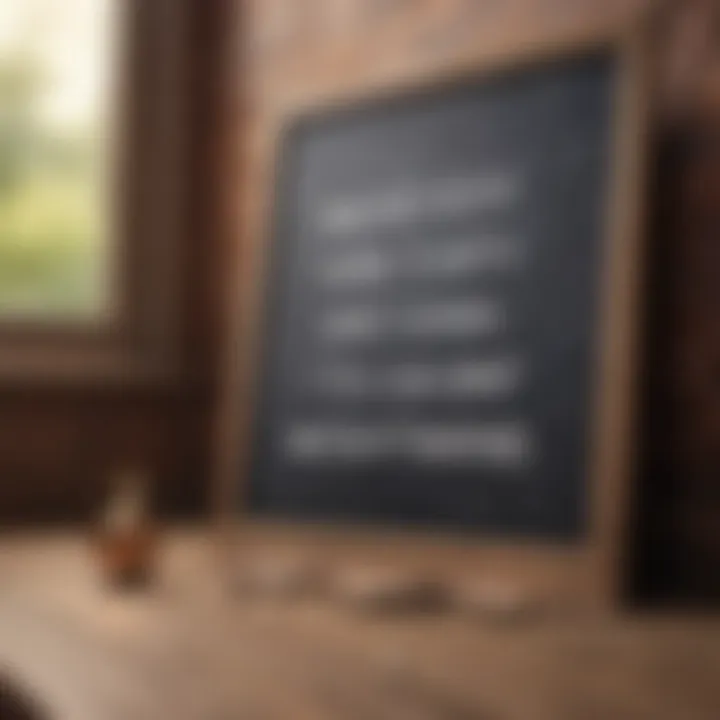An inspiring quote written on a chalkboard in a cozy environment