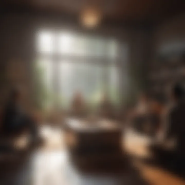 A group of professionals collaborating in a relaxed meeting