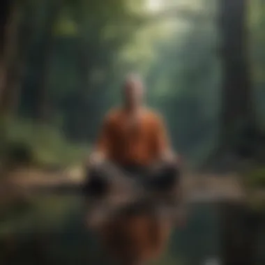 A person meditating in a tranquil environment