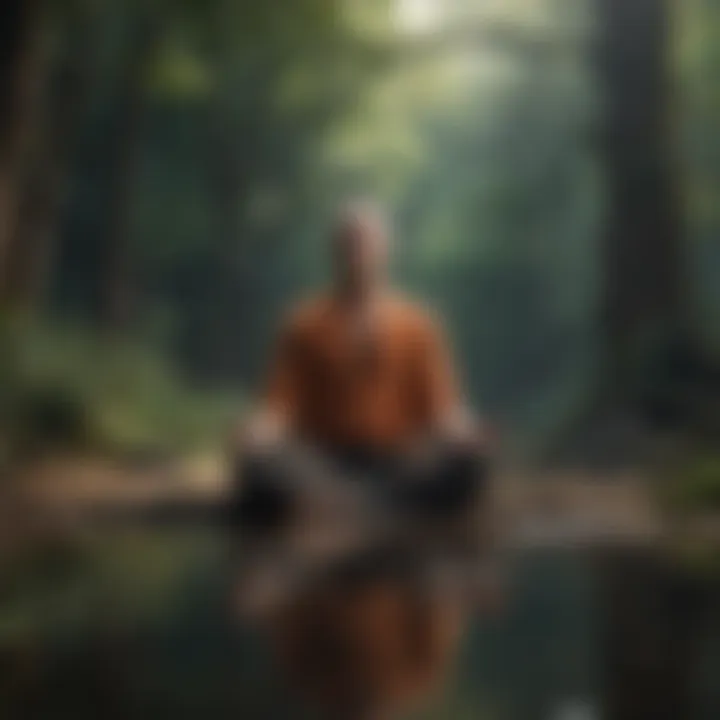 A person meditating in a tranquil environment