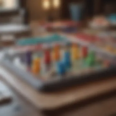 Engaging Board Game Setup A colorful board game spread out on a table, inviting players to engage.