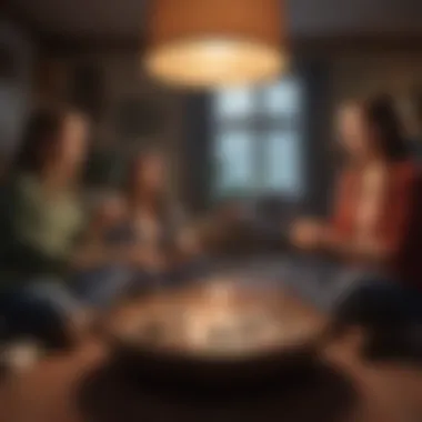 Social Connection Through Games A cozy setting with a group of friends enjoying a game night.