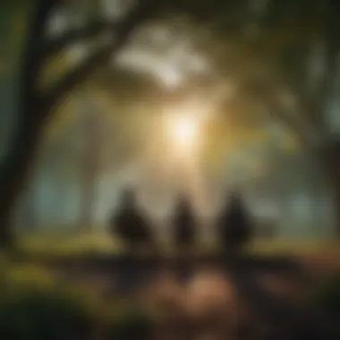 Nature's Role in Romantic Encounters A serene park with couples enjoying nature together