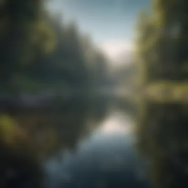 Tranquility in Nature A serene landscape with a tranquil lake reflecting the sky