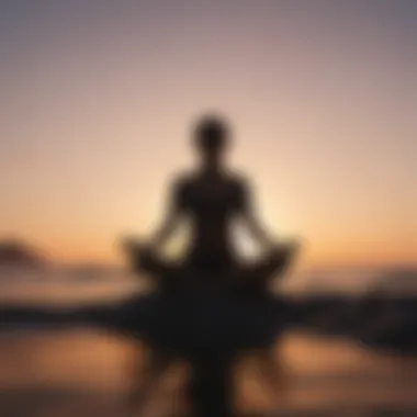 Silhouette of a peaceful meditation pose at sunset