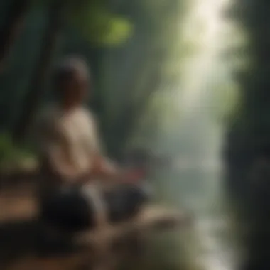 A peaceful person meditating in a natural environment