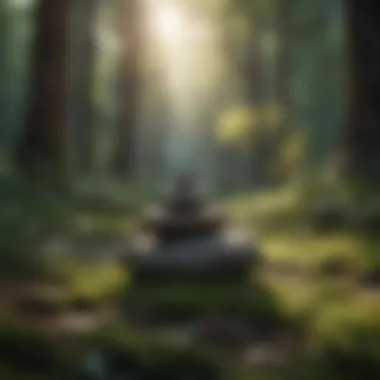 A close-up of a meditative practice amidst nature